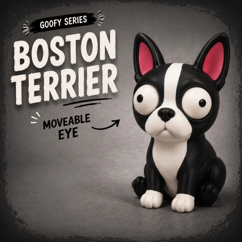 Goofy Boston Terrier - Gözleri Hareketli Şirin Model