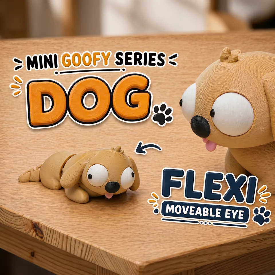 Mini Goofy Flexi Köpek - Gözleri Hareketli Esnek Model