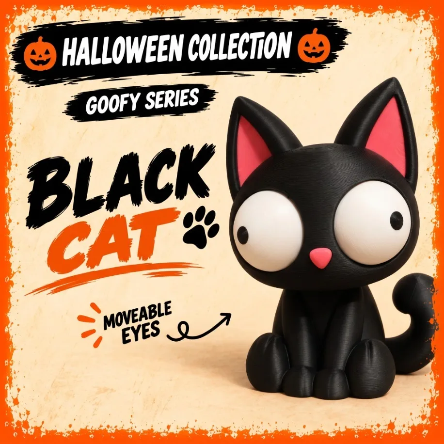 Goofy Kara Kedi - Gözleri Hareketli Şirin Model