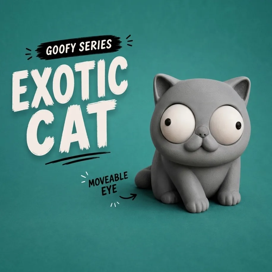 Goofy Cins Kedi - Gözleri Hareketli Şirin Model